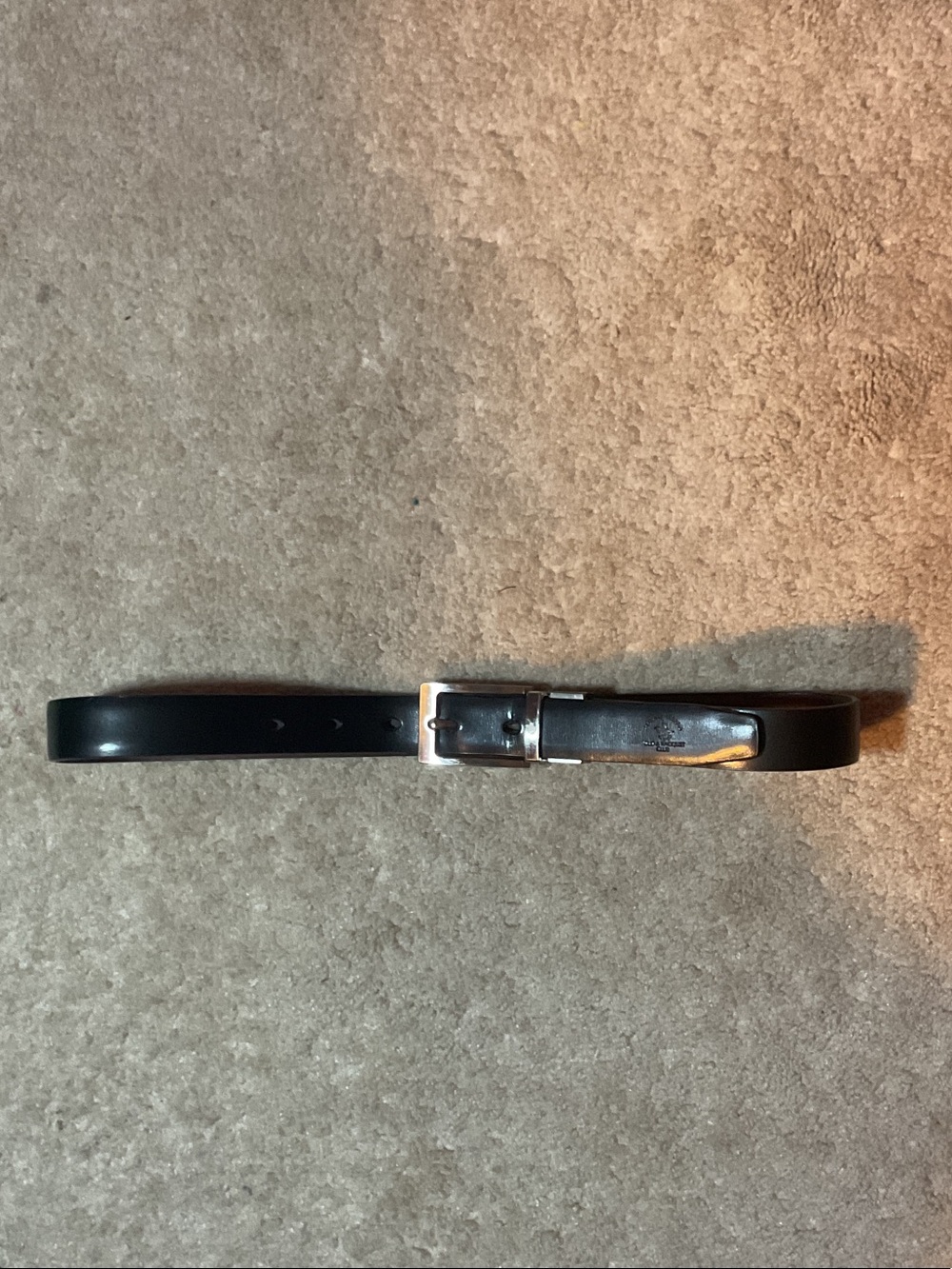 Men's Black Leather Belt with Polished Silver Buckle